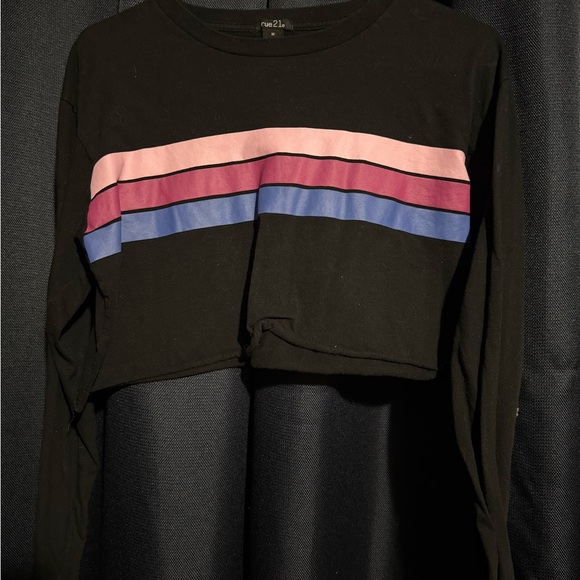 Rue21 Tops - Rue21 Black Top with Pink and Blue Stripes